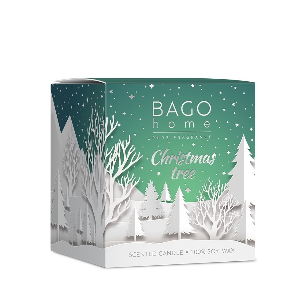 Новогодняя елка BAGO home ароматическая свеча 132 г  